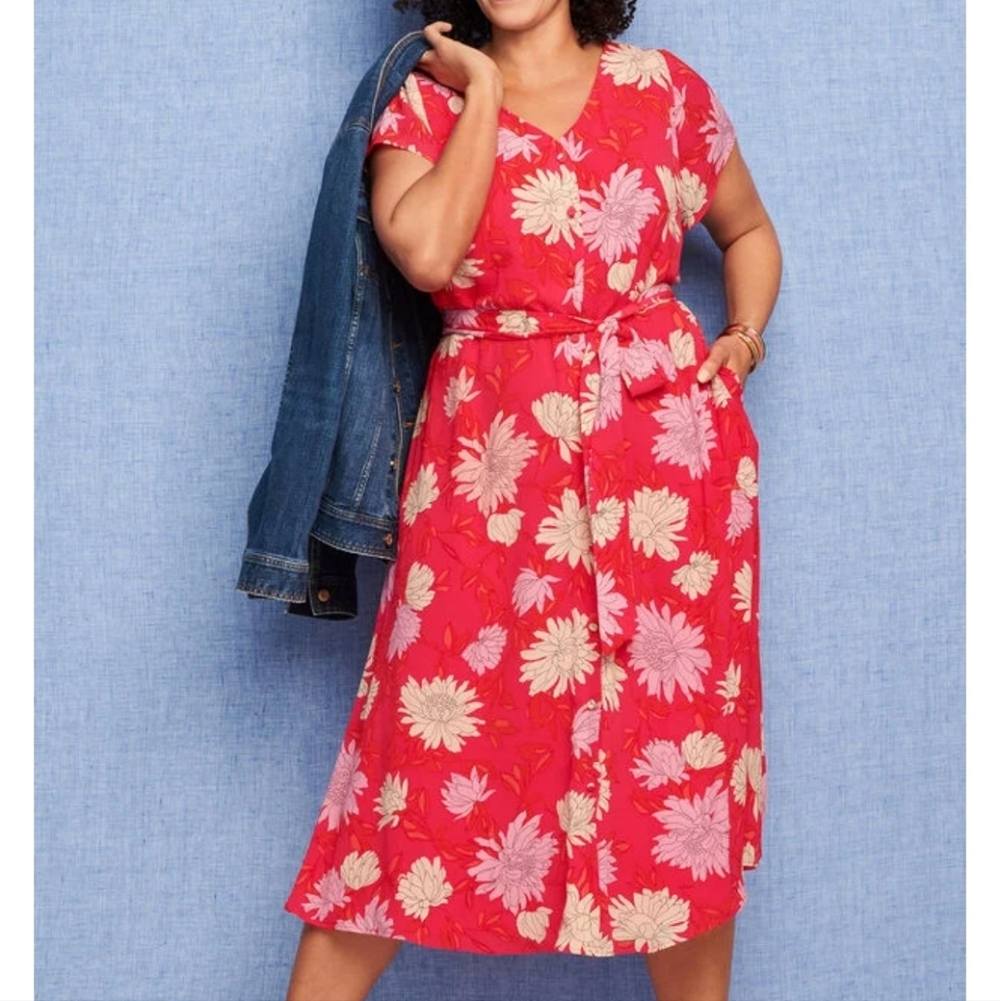 Talbots Belted Midi Floral Shirtdress Size 12 Easter Spring Wedding Guest